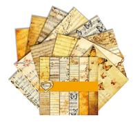 Vintage Music-Themed Scrapbook Paper - 24 Sheets 15x15cm Single-Sided Aged Design with Musical Notes & Score Patterns for Junk Journal, Card Making and Memory Keeping (MelodicButterfly, 6×6 Inch)