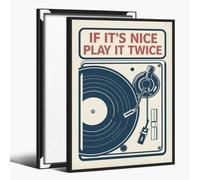 Vintage Music Wall Art A Retro-Style Record Illustration Pictures Prints Funny Mid Century 90S Music Album Covers Wall Decor for Music Studio 20x30inch black framed