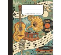 Vintage Musical Instruments Composition Notebook: Retro Music Lover’s Journal | College Ruled Paper For School, Students, 110 page | 7.5”x9.25”