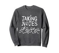 Vintage Musical Taking Notes Music Lovers Teachers Funny Sweatshirt, Adult Unisex, Dark Heather Grey, Small