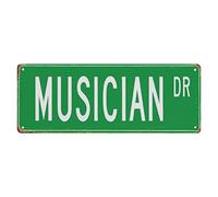 Vintage Musician, Musician Gift, Musician Sign, Music, Music Lover, Orchestra Member, Band Member, ST AVE DT Metal Tin Streets Sign Plate Drive Way Man Cave Outdorr Wall Decor Sign Gift 4x16