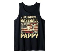 Vintage My Favorite Baseball Player Calls Me Pappy US Flag Tank Top