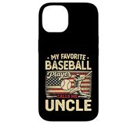 Vintage My Favorite Baseball Player Calls Me Uncle US Flag Case for iPhone 14