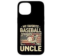 Vintage My Favorite Baseball Player Calls Me Uncle US Flag Case for iPhone 15
