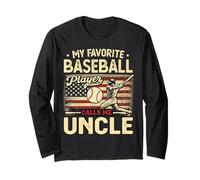 Vintage My Favorite Baseball Player Calls Me Uncle US Flag Long Sleeve T-Shirt