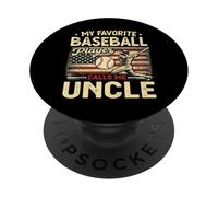 Vintage My Favorite Baseball Player Calls Me Uncle US Flag PopSockets Adhesive PopGrip