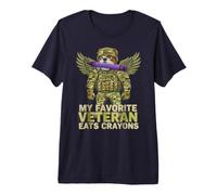 Vintage My Favorite Veteran EATS Crayons Jarhead Dog Dad Mom Premium T-Shirt