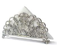 Vintage Napkin Holder, Freestanding Antique Zinc Alloy Paper Shelf, Decoration with Silver Flower Paper and Old Paper Towel Holder for Restaurant / Picnic Table