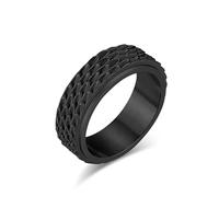 Vintage National Carving dragon scale patterns Rotatable Men's Decompression Finger Titanium steel Ring