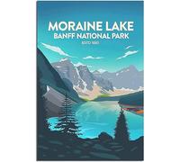 Vintage National Park Banff Moraine Lake Mountain Travel Poster Art Print Retro Wall Art Canvas Poster Room Decor Home Decor Unframed 30x45cm
