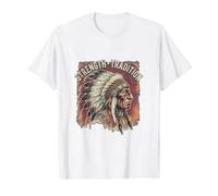 Vintage Native American Chief Graphic Tee Strength Tradition Value Graphic T-Shirt, Men, White, M
