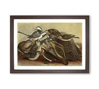 Vintage Natural History Mother Bird & Chicks Framed Print | A2 Walnut Framed Wall Art | Ready to Hang | Classic Nature Picture | Living Room Bedroom Lounge Office