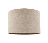 Vintage and Chic Natural Linen Fabric Lamp Shade in Oatmeal with Wooden Effect Inner | 30cm x 20cm | Table or Hanging Pendant by Happy Homewares