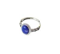 Vintage Natural Stone Adjustable Ring For Women Boho Oval Lapis Lazuli Ring 925 Sterling Silver Celtic Knot Band Ethnic Jewelry Accessories Gifts