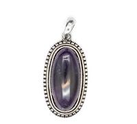 Vintage natural stone oval crystal pendant simple personality opal rhodonite handmade necklace unisex spring and autumn jewelry - 1 piece Amethyst One Size
