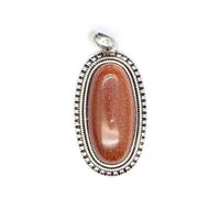 Vintage natural stone oval crystal pendant simple personality opal rhodonite handmade necklace unisex spring and autumn jewelry - 1 piece Gold sandstone One Size