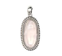 Vintage natural stone oval crystal pendant simple personality opal rhodonite handmade necklace unisex spring and autumn jewelry - 1 piece Rose quartz One Size