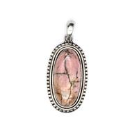 Vintage natural stone oval crystal pendant simple personality opal rhodonite handmade necklace unisex spring and autumn jewelry - 1 piece Rhodonite One Size