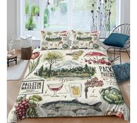Vintage Nature Art Duvet Set Microfiber Home Decor Teens