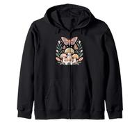 Vintage Nature Lover Mushroom Butterfly Botany Elements Zip Hoodie