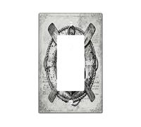 Vintage Nautical Anchor Decorative Light Switch Cover Wall Plate 1 Gang Single Rocker, Aesthetic Retro Electrical Switchplate, Cool 70s Print Electrical Faceplate