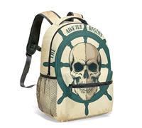 Vintage Nautical Anchor Print Backpack 16 Inch Maritime Ship Pattern Rucksack for School Kids Teens Retro Decorative Sea Ocean Bag (08)