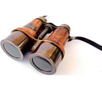 Vintage Nautical Brass Binoculars, 5x4.5 Inches, Antique Finish with Leather Wrap, Handmade Telescope