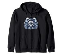 Vintage Nautical Compass Rose Waves Ocean Boat Ship Sailing Zip Hoodie