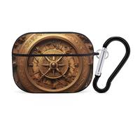Vintage Nautical Compass World Map Earphone Case PC Bluetooth Earbud Case Compatible with Airpods Pro Black-style