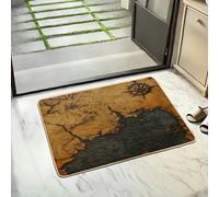Vintage Nautical Map Door Mat, Brown Seaside Design for Indoor & Outdoor Entrance, Rustic Decor, Non-Slip Water-Resistant Dust Absorbent Mat, Easy to Clean 29x17 Inch