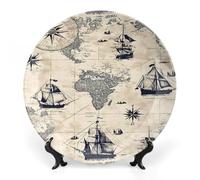 Vintage Nautical Map Ships Bone China Decorative Plate Ceramic Dinner Plates Decorative Plate Art Crafts Gifts