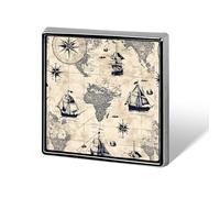 Vintage Nautical Map Ships Button Pins Square Badge Personalized Button Brooch Lapel Pins for Women Men Gifts