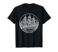 Vintage Nautical Pirate Ship Logo Retro Marine Boat Captain T-Shirt