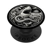 Vintage Nautical Shark Kraken and Skull PopSockets Adhesive PopGrip