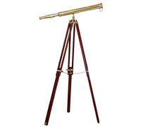 Vintage Nautical Shiny Finish Designer Telesope Single Barrel Brown Wooden Adjustabe Floor Standing Tripod Antique Home Decorative Item.