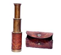 Vintage Nautical Style Handheld Pirate Telescope With Leather Case Antique Functional Replica Nautical Antique Telescope For Home Decor.