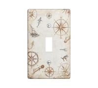 vintage nautical switch wall plates beige compass marine elements coastal wall decor standard size thermoplastic wall plates