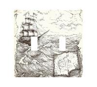 Vintage Nautical Treasure Map Decorative Switch Cover Plate 2 Gang Double Toggle, Retro Ship Electrical Faceplate for Bedroom Bathroom Decor, Cool Routes Standard Size Switchplate