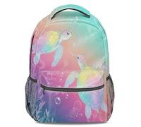 Vintage Nautical Turtle Print Backpack, Watercolor Geometric Shells Rucksack, Tropical Ocean Style Kids School Bag, Lightweight Durable Travel Daypack (print 4)