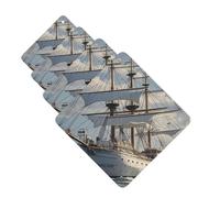 Vintage Nautical White Ship Car Air Fresheners 4 Pcs Funny Hanging Car Air Fresheners Cute Long Lasting Scented Mirror Hanging Decoration Ornaments Gift For Men Women Square