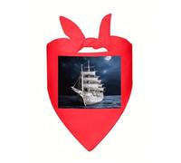 Vintage Nautical White Ship Dog Bandana Cute Soft Triangle Bibs Washable Kerchief Adjustable Dog Scarf Puppy Neckerchief Stylish Handkerchief Pet Bandana Pet Scarfs for Small Dogs Cat Pet Red-Style