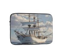 Vintage Nautical White Ship Laptop Sleeve Bag 12 Inch Waterproof Shockproof Laptop Case Bag Lightweight Tablet Travel Cover Computer Skin Bag Tablet Carrying Case