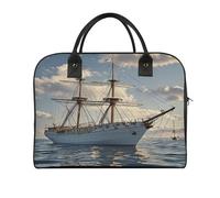 Vintage Nautical White Ship Laptop Tote Bag Casual Travel Handbag Multi Pocket Shoulder Bags for Work Travel