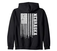 Vintage Nebraska NE USA Flag Patriotic Nebraska Zip Hoodie