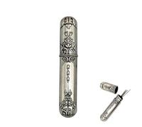 Vintage Needle Storage Case - Antique Silver Needle Tube Holder - Portable Sewing Supplies Box for Embroidery, Cross Stitch, Hand Crafts - Compact Needle & Small Item Organizer, 11.4×5.1cm