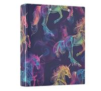 Vintage Neon Horse 1-1/2 Inch Binders 3 Ring Decorative Three Ring Binder with Anti-Slip Clip Durable Basic Binders for Work School Office, 1 Pack