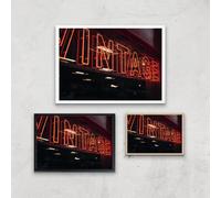 Vintage Neon SIgn Giclee Art Print - A4 - Wooden Frame