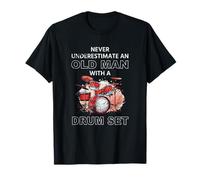 Vintage Never Underestimate an Old Man with A Drum Set Funny T-Shirt