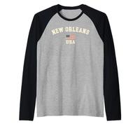 Vintage New Orleans USA American Flag Louisiana Souvenir Raglan Baseball Tee
