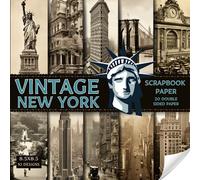 Vintage New York scrapbook paper, 8.5x8.5, 10 Designs, 20 Double-Sided Sheets: New York Scrapbooking Paper for Junk Journals, Decorative colorful wall ... & Mixed Media, Origami, Collage & Card Making